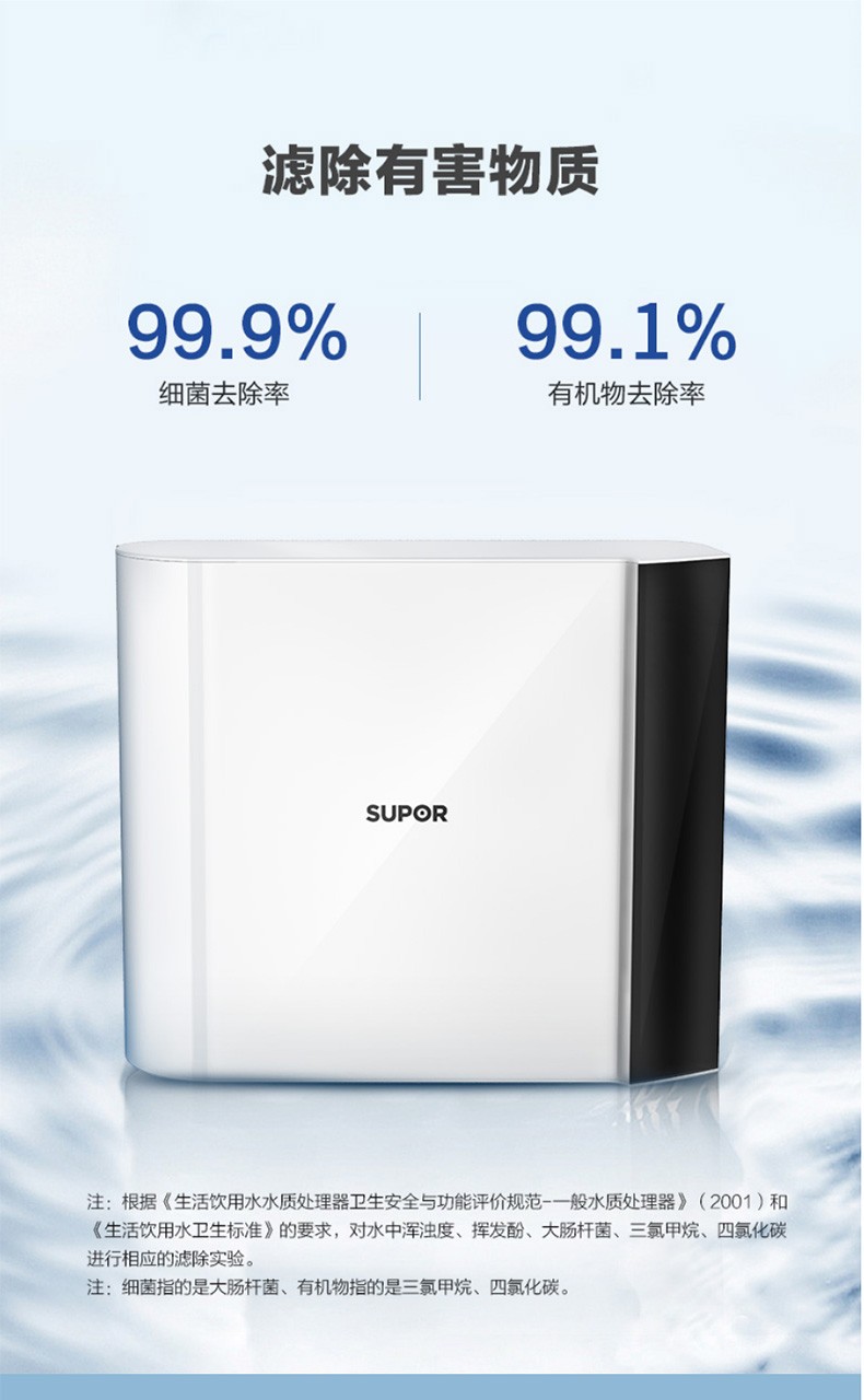 苏泊尔supor净水器家用厨房自来水过滤器水龙头超滤净水机du2u3白色