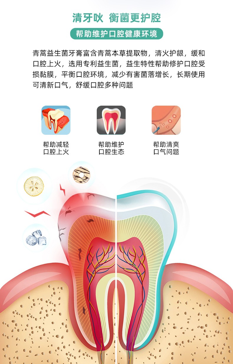 合和泰树花晓秀青篙益生菌牙膏100g清新口气平衡口腔菌群