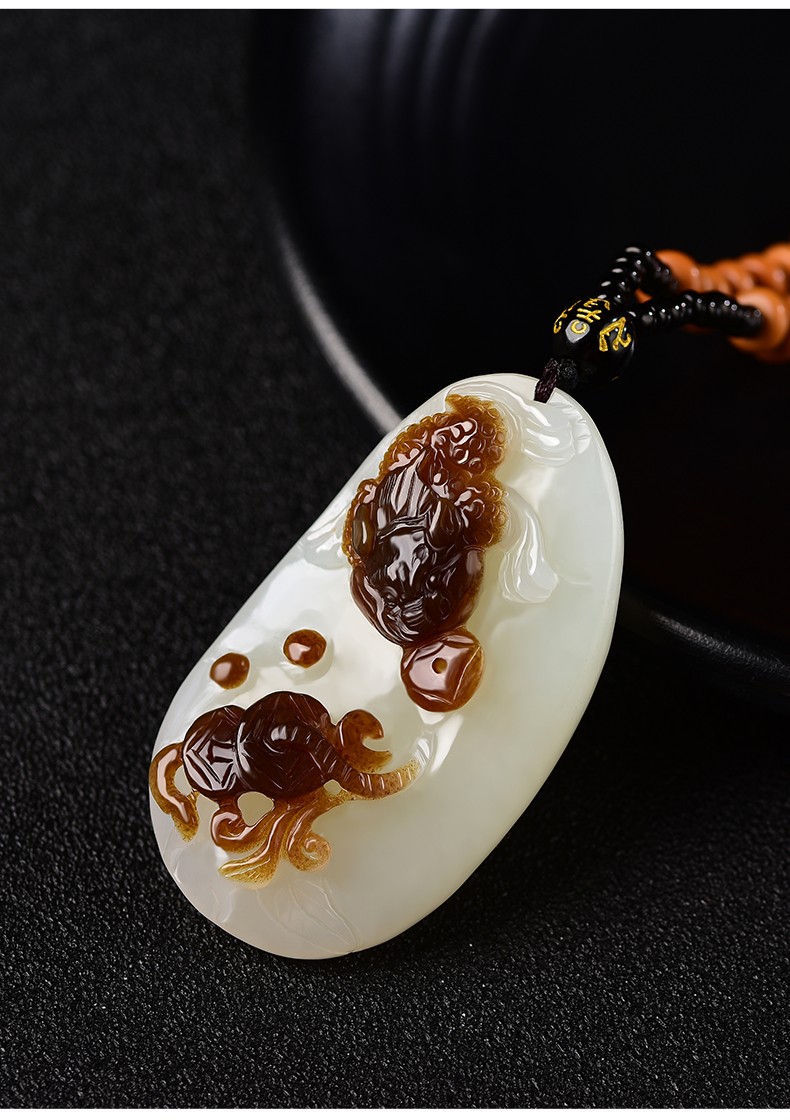 玉华情孤品和田玉三足金蟾吊坠男女士款天然新疆玉石且末糖白料玉坠