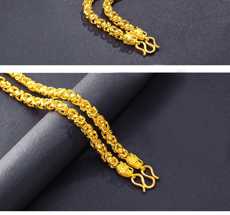 老凤凰珠宝 霸气龙头黄金项链男士龙骨链足金999加粗大金链子实心泰国