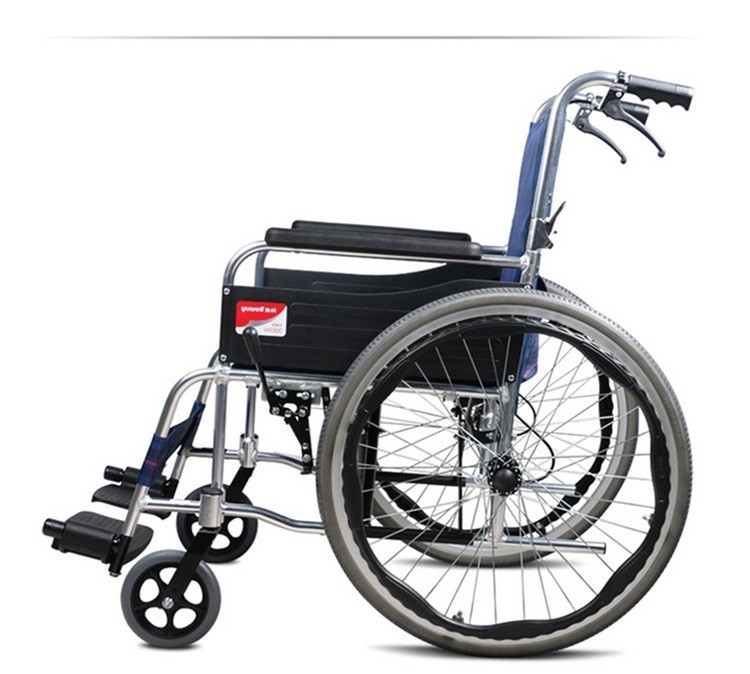 鱼跃yuwell手动轮椅车轻便可折叠轮椅老年人残疾人手推代步车h005钢管