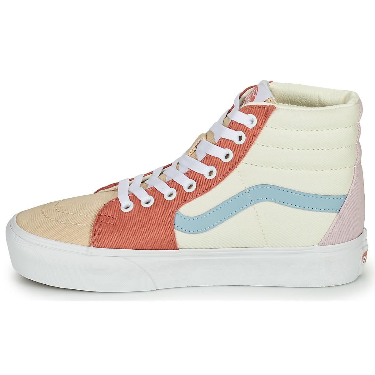 vans范斯女鞋时尚休闲运动高帮圆头系带板鞋拼色白色蓝色玫瑰色春秋款