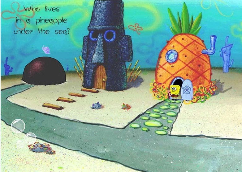 共度鱼缸造景菠萝屋海绵宝宝套餐小鱼缸造景石底砂躲避屋假火山鱼缸