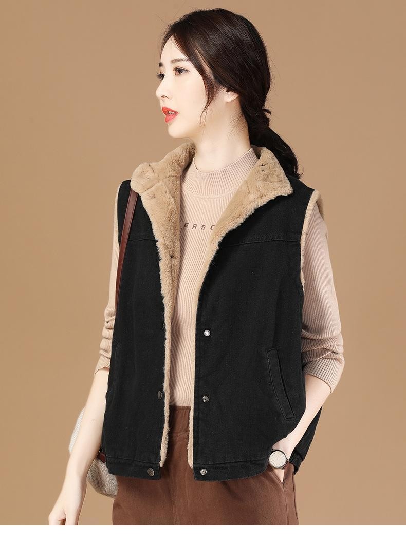 竽妤马甲女无袖加绒加厚马甲2022年春秋季新款简约通勤保暖棉马夹女士