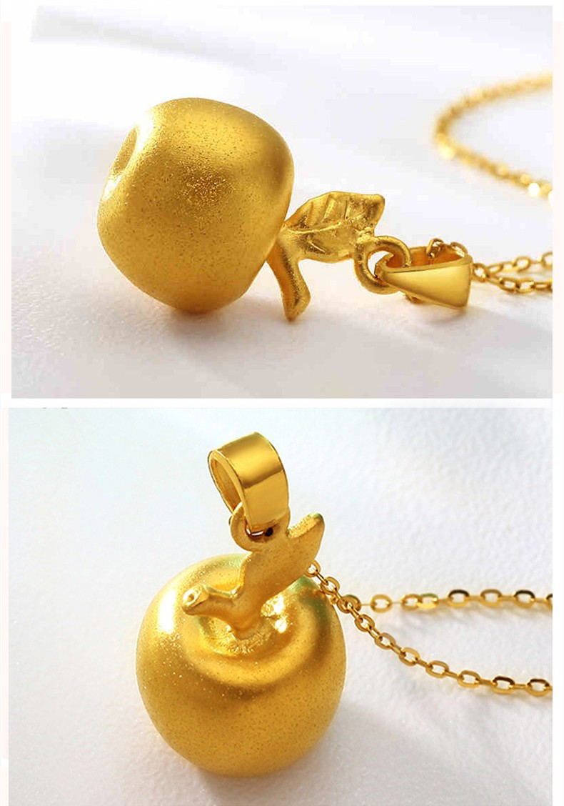 金饰旺珠宝黄金苹果吊坠足金999平安果吊坠3d硬金工艺光面苹果平安果