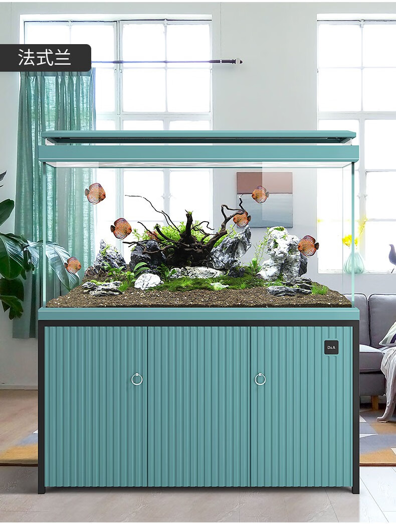 德克大中型鱼缸水族箱超白玻璃底滤生态金鱼锦鲤热带龙鱼缸带过滤器