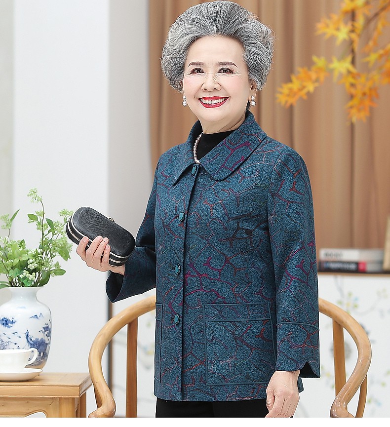 奉孝奶奶春装外套老年人女60岁70妈妈老人毛呢衣服套装老太太呢子上衣