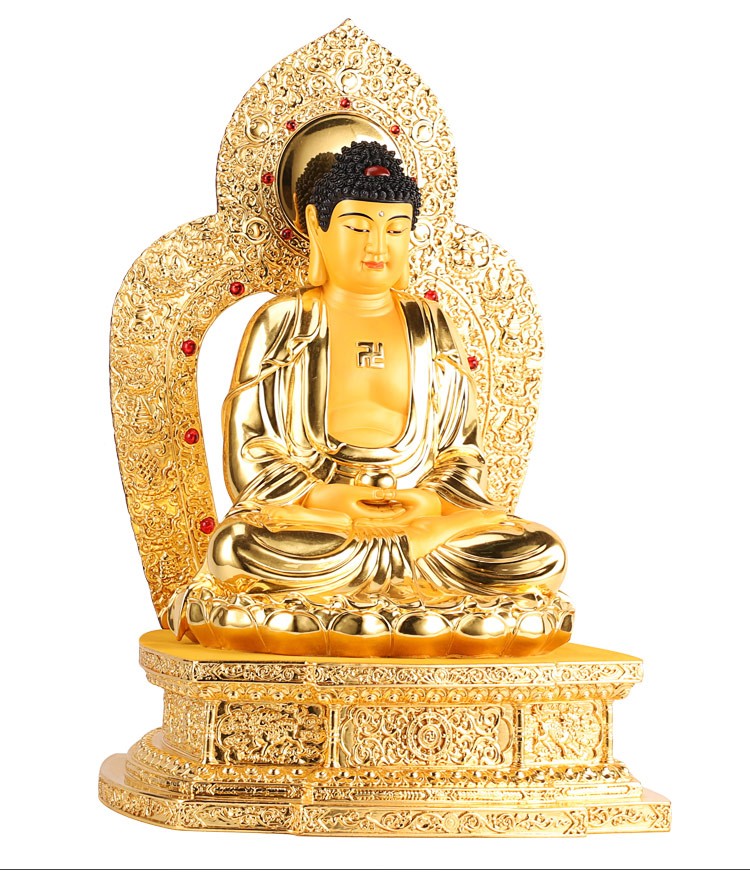 行天宫58厘米鎏金纯铜释迦牟尼佛像三宝佛阿弥陀佛像药师佛摆件药师佛