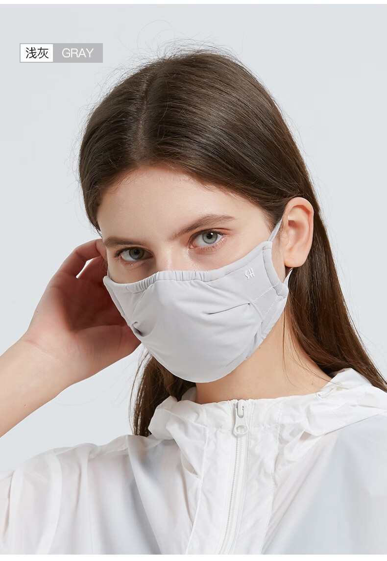 防护夏款防异味带滤片面罩骑车挡风防尘透气男口鼻罩可水洗浅灰均码