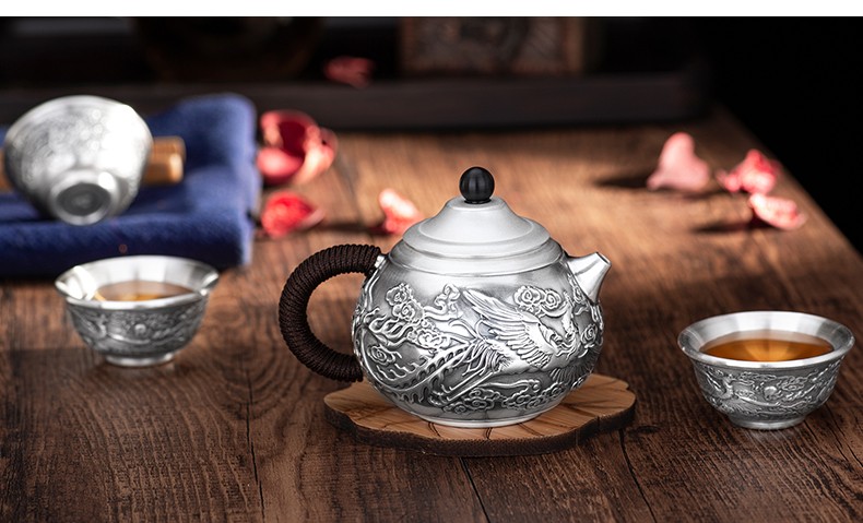 银器天下 足银茶壶 银茶具套装 足银壶泡茶银水壶纯手工银茶杯 迷你小