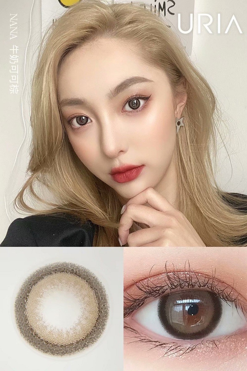 idol硅水凝胶小直径美瞳nana高度数近视隐形眼镜年抛2片tu牛奶可可棕0