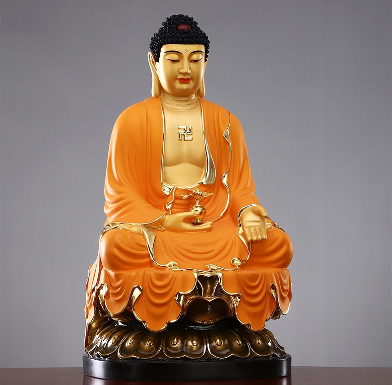 佛纯铜鎏金药师佛像供奉家用阿弥陀佛三宝佛摆件19寸48厘米药师佛尊