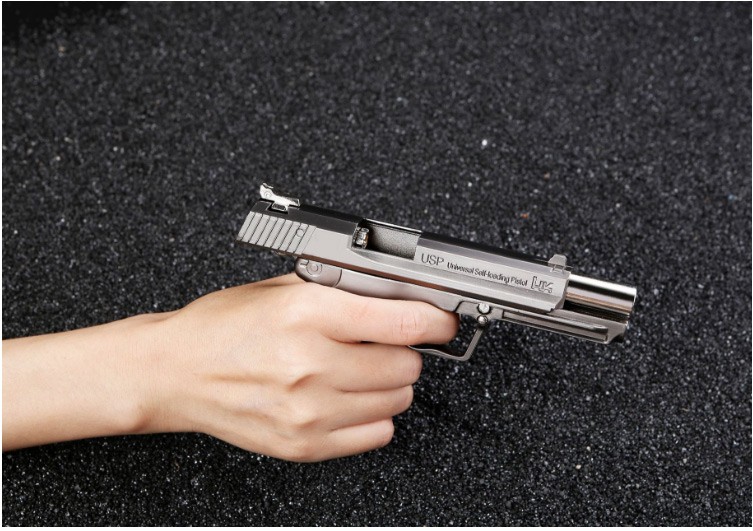 玩具抢枪抢模型仿真铁合金手枪抢不可发射子弹抛壳p226枪银色无螺丝