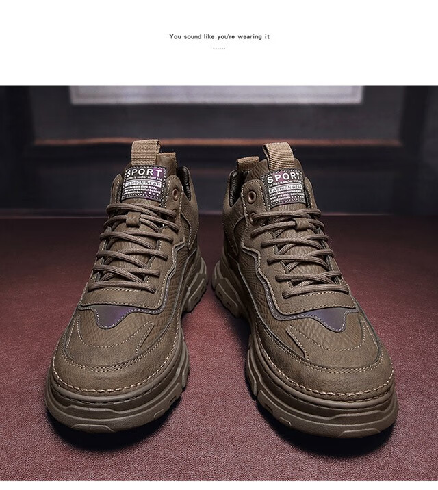 潮小二 马丁鞋马思唯同款秋季男鞋英伦风厚底增高运动休闲工装皮靴