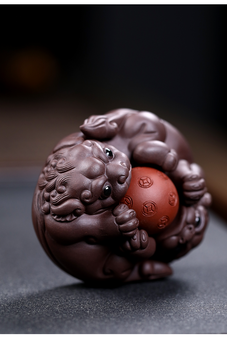 嘉禾里宜兴紫砂貔貅茶宠摆件陈洪军精品原矿手工时来运转升级版茶玩可