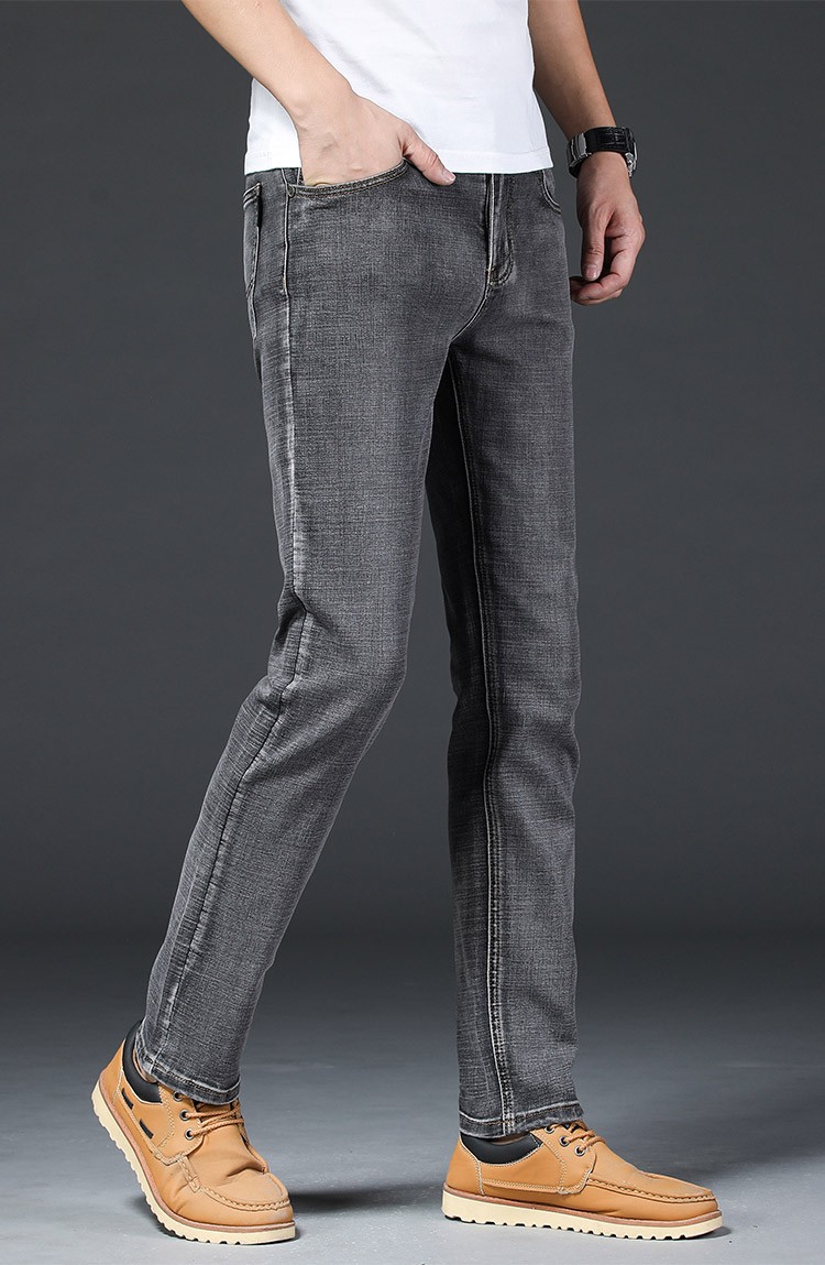春夏季新款烟灰色高档品牌yirvelee牛仔裤男士欧美风小直筒商务休闲中