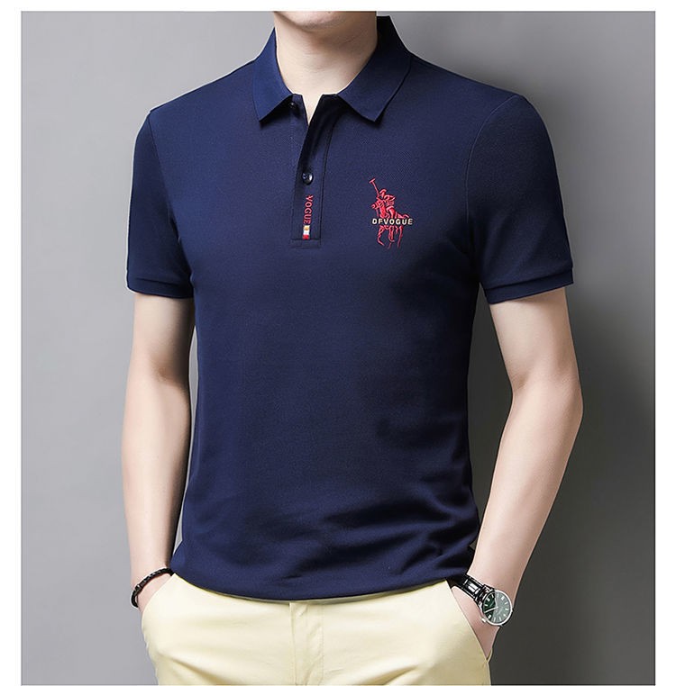 红蜻蜓reddragonfly短袖休闲t恤男纯棉翻领衫夏季半袖商务男士刺绣