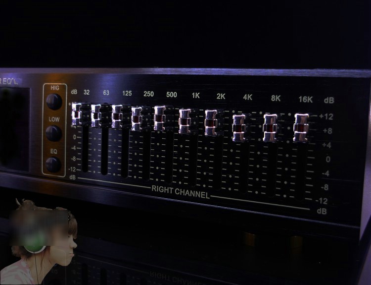 沃野eq665均衡器双10段立体声 高中低音调节hifi发烧家用eq均衡调音器