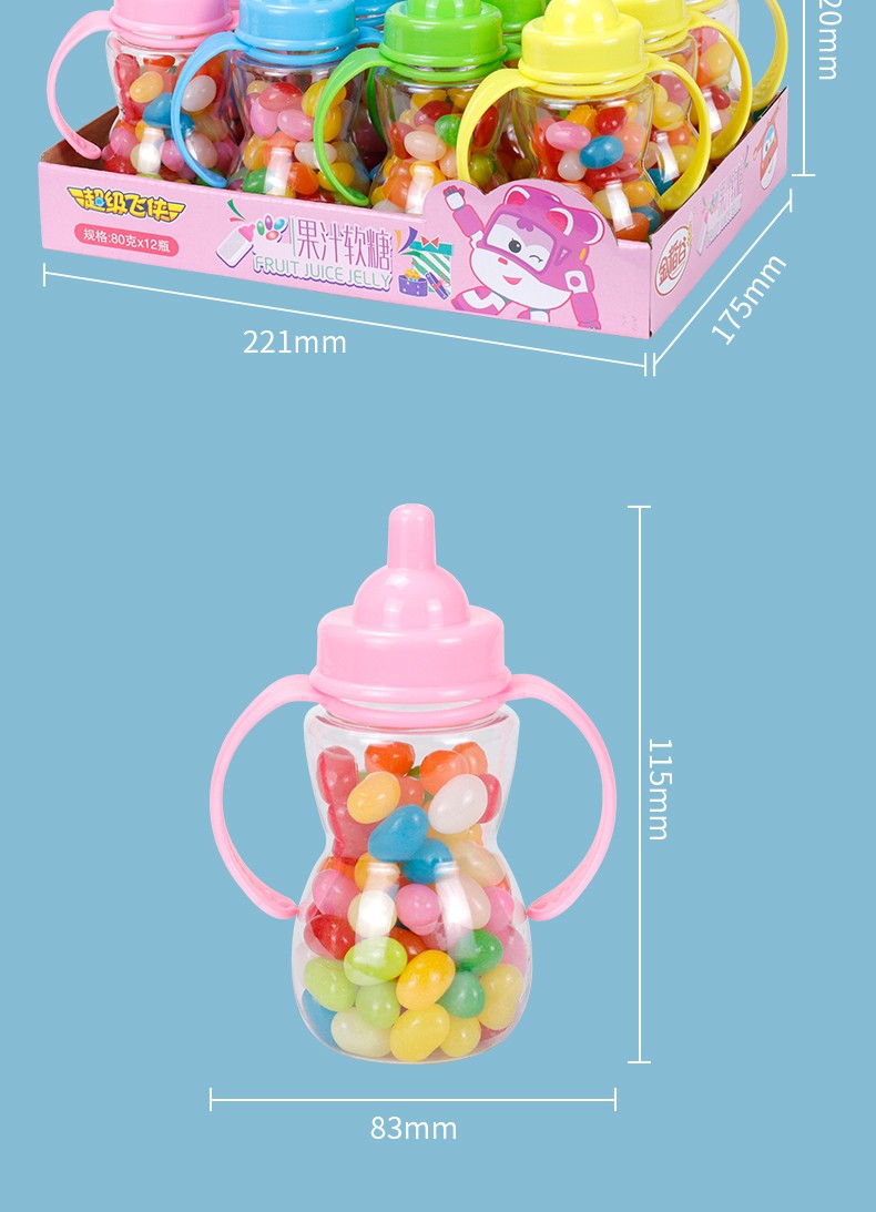 儿童休闲小零食糖果批发 六一儿童节礼物 80g*2瓶 奶瓶果汁软糖【图片