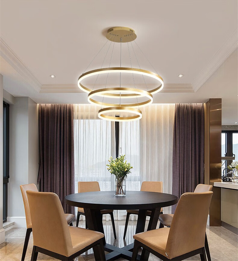 鹿家良品北欧灯具客餐厅吊灯现代简约大气艺术创意led环形个性灯环形