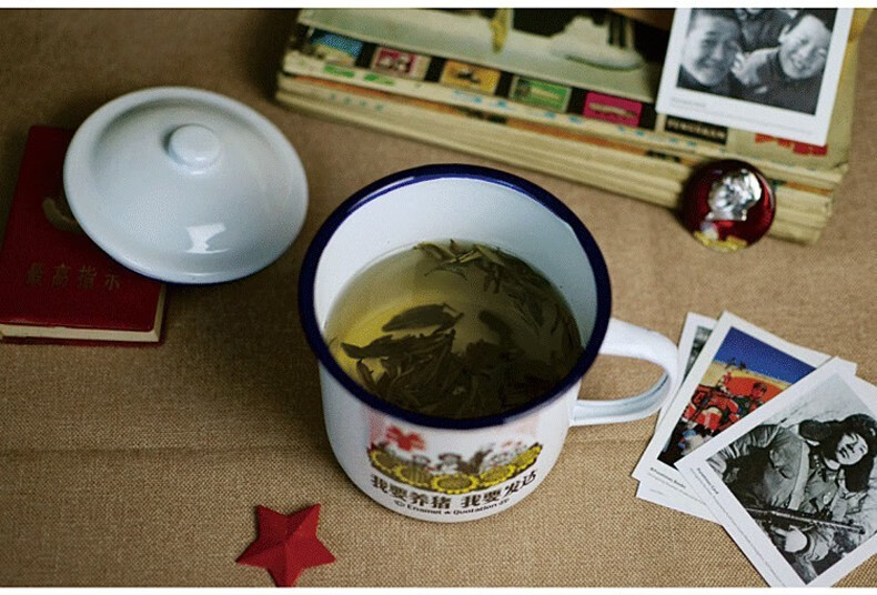 大号搪瓷杯怀旧经典马克杯10cm老式铁杯子带盖水杯老干部铁茶缸子为