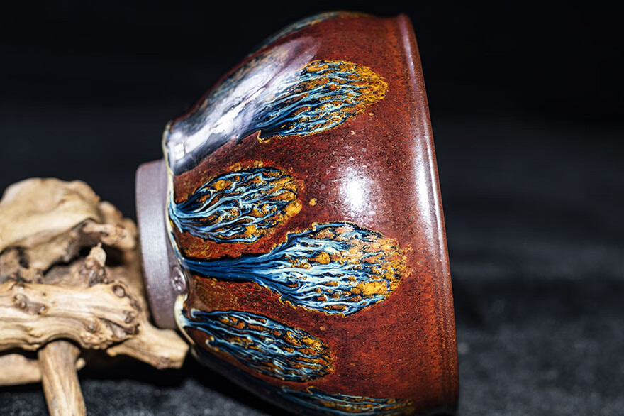 柴烧【花千束】叶礼孝 建阳建盏主人杯 口径9.5 v55