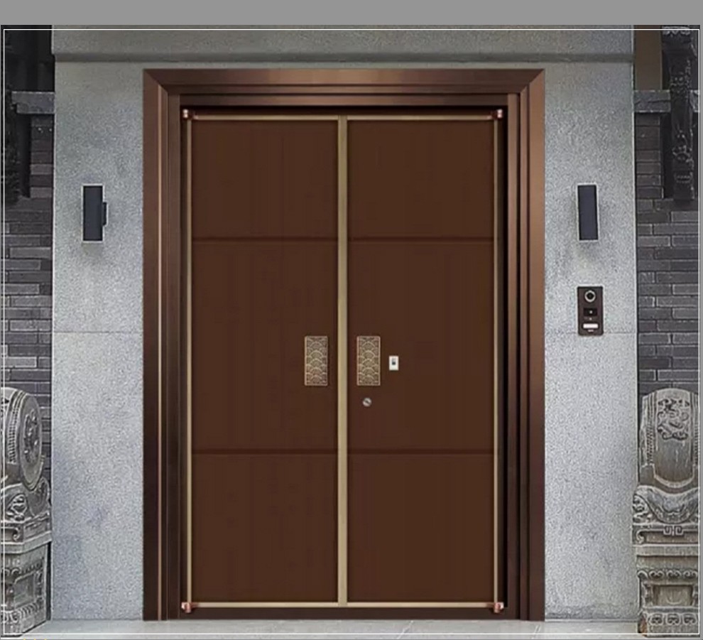 御剑私人订制防盗真铜门高端别墅进户铜门双开门中式洛阳紫铜门自建房