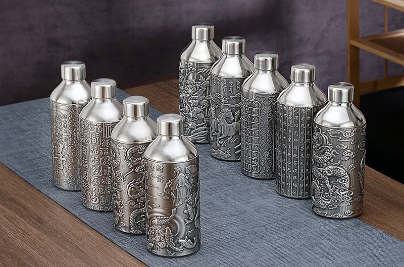 泰光银楼银酒壶999足银酒瓶马到成功银酒具家用银酒器酒盅心经酒瓶银