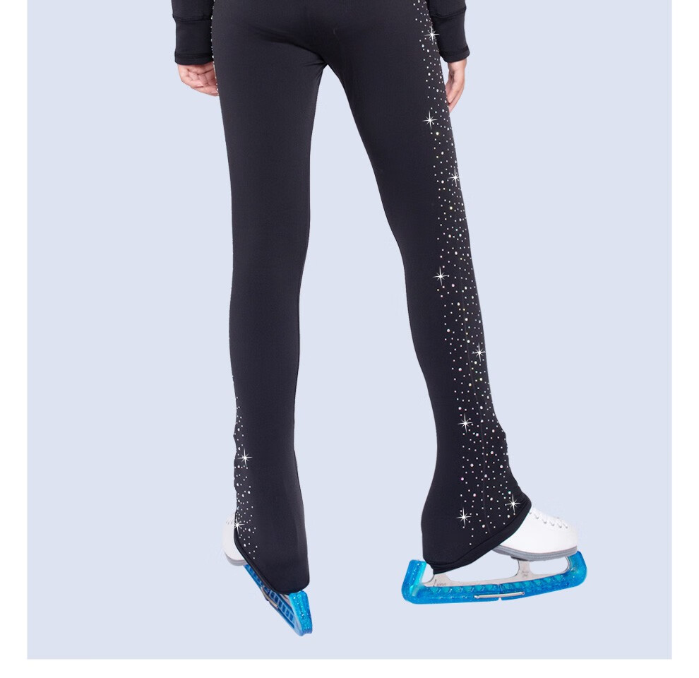 冰上运动花样滑冰训练服女童四季薄绒彩钻花样溜冰裤子儿童夏季训练服