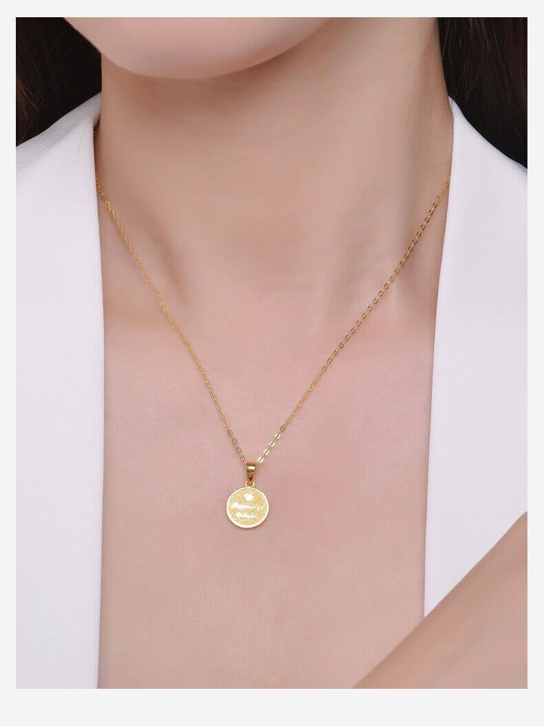 bdove999足金女皇圆牌5g黄金项链女女王吊坠小金币挂坠套链送女友礼物