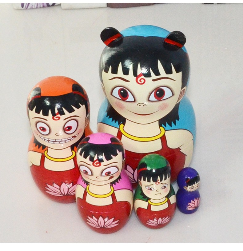 俄罗斯特色木制10层套娃中国风创意节日礼物手绘木质diy玩具 12cm五层