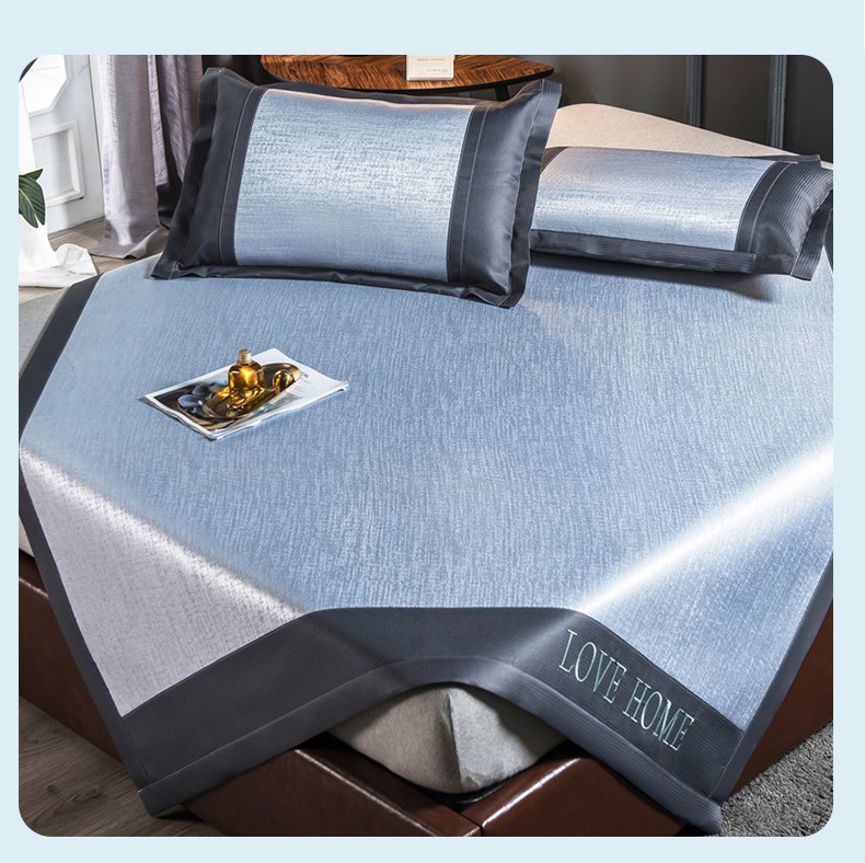 南极人冰丝凉席三件套单人可水洗机洗夏季纯色软席成人1518米折叠床笠