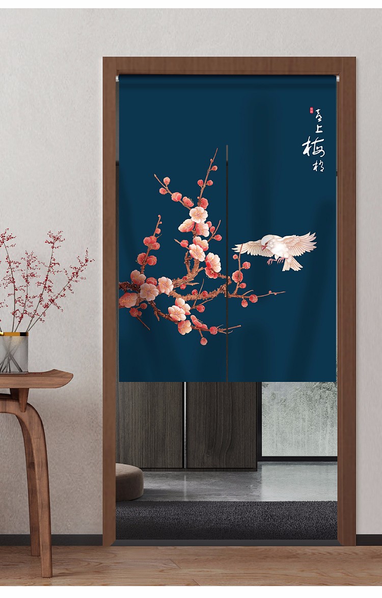 新中式门帘隔断帘秋季家用厨房遮挡帘玄关布帘卫生间厕所挂帘卧室隐私