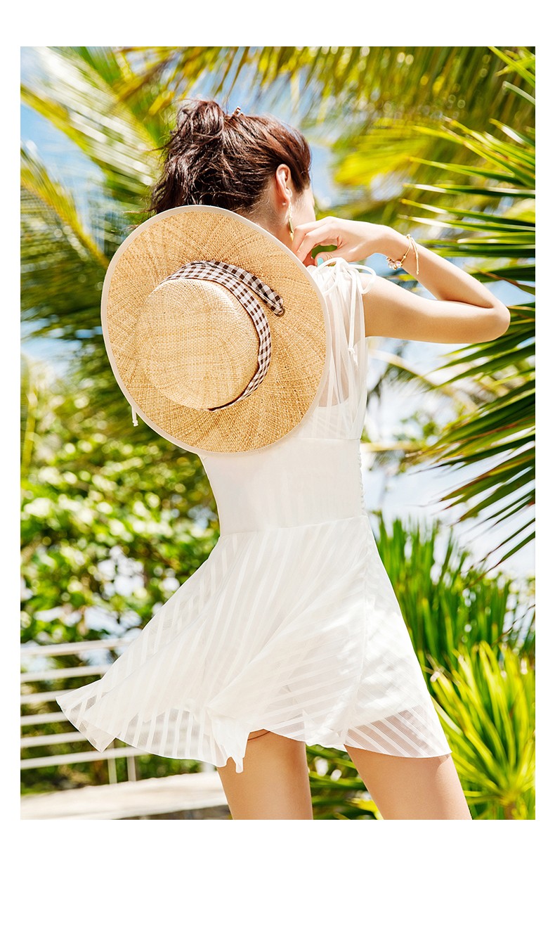 mybody游泳衣女裙款显瘦遮肚大码ins风仙女泡温泉泳