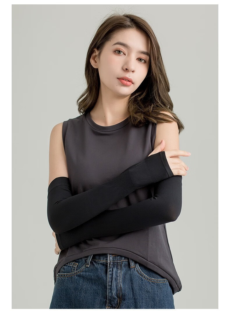 冰丝袖套女户外套袖护袖男长款骑行骑车户外运动手臂护臂袖套灰黑蓝