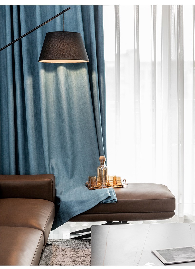 灵水绣北欧风新款雅芙尼撞色拼接遮光布简约现代适合客厅卧室成品窗帘