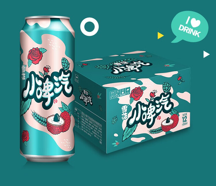 雪花小啤汽330ml罐装玫瑰荔枝味碳酸饮料0酒精0脂肪0压力 330ml*6罐