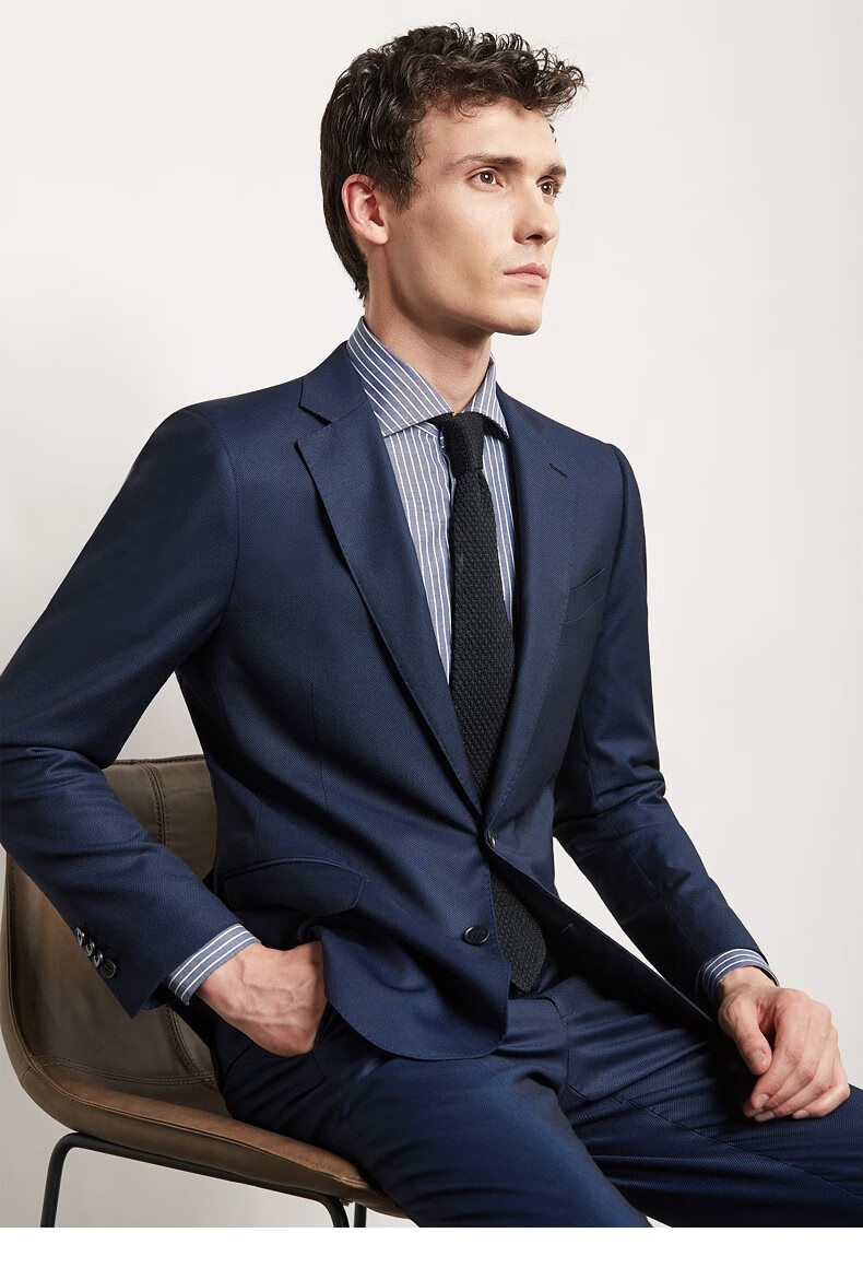 galanet西装套装意式修身西服套装平驳领商务职业正装结婚礼服外套男