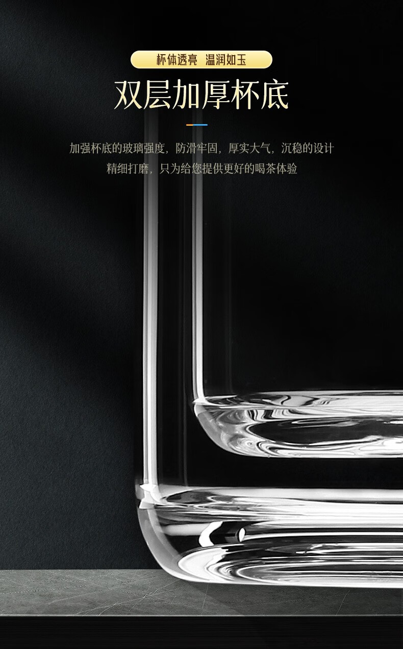 述作高档加厚双层玻璃杯茶杯商务透明男士水晶泡茶杯女杯子便携水杯大