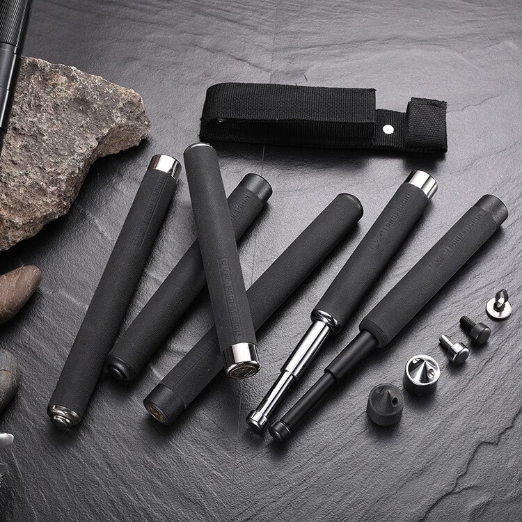 冷兵器高端纯不锈钢实心酷棍伸缩棍防身兵器库甩实心伸缩棒棍子车载男