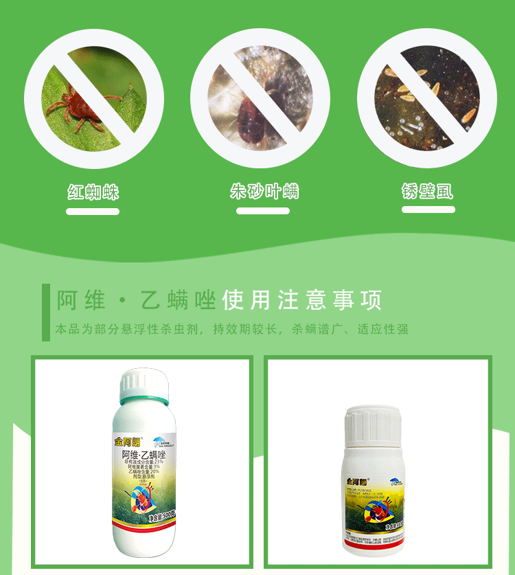 中迅康护 23%阿维乙螨唑果园柑橘树橘子树花卉月季多肉盆栽黄白蜘蛛红