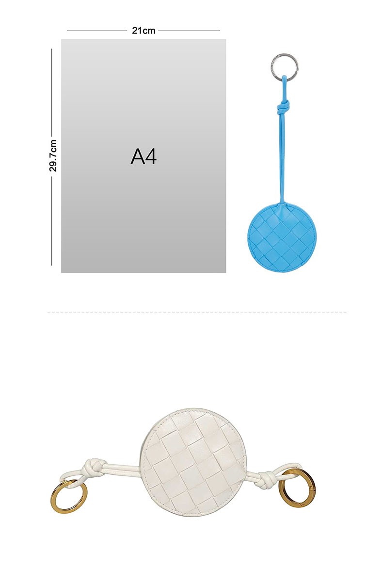 bottega veneta/宝缇嘉 女蓝色白色编织羊皮三角形钥匙扣 629552 vcpp