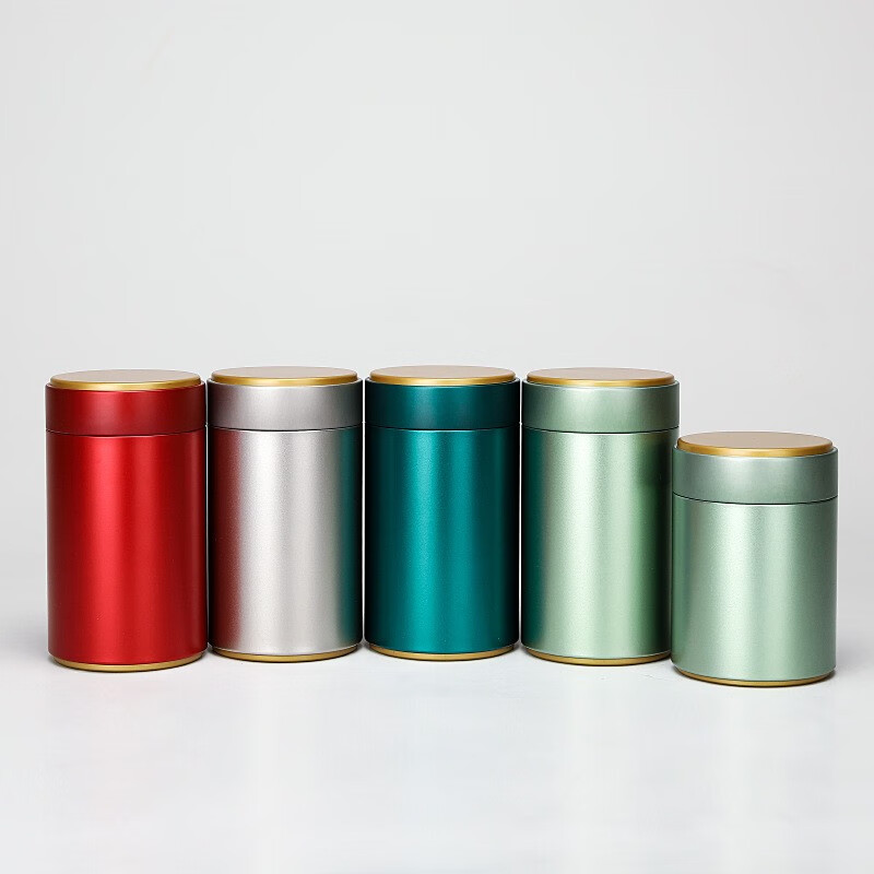 筑升墨zhushengmo马口铁茶叶铁罐新款圆形密封125克茶罐通版茶叶盒