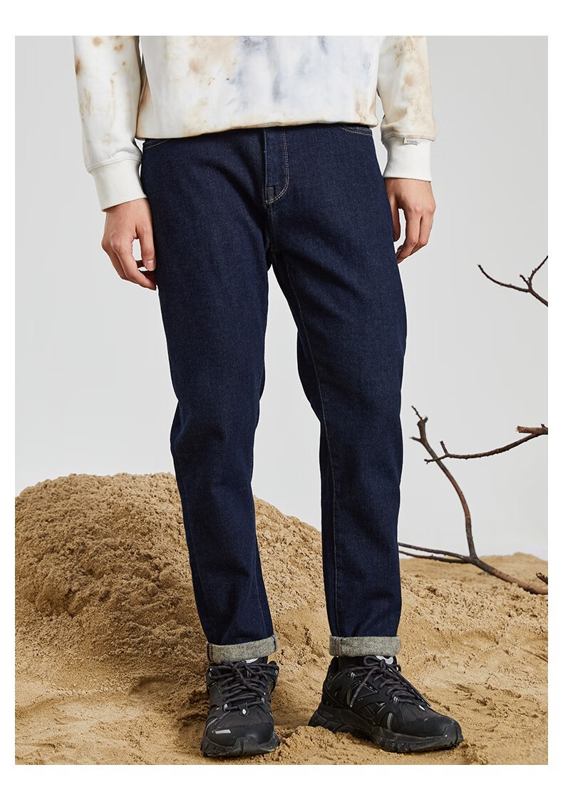 朴术男装 经典蓝色怀旧牛仔裤春秋季日系复古直筒宽松休闲长裤子 深