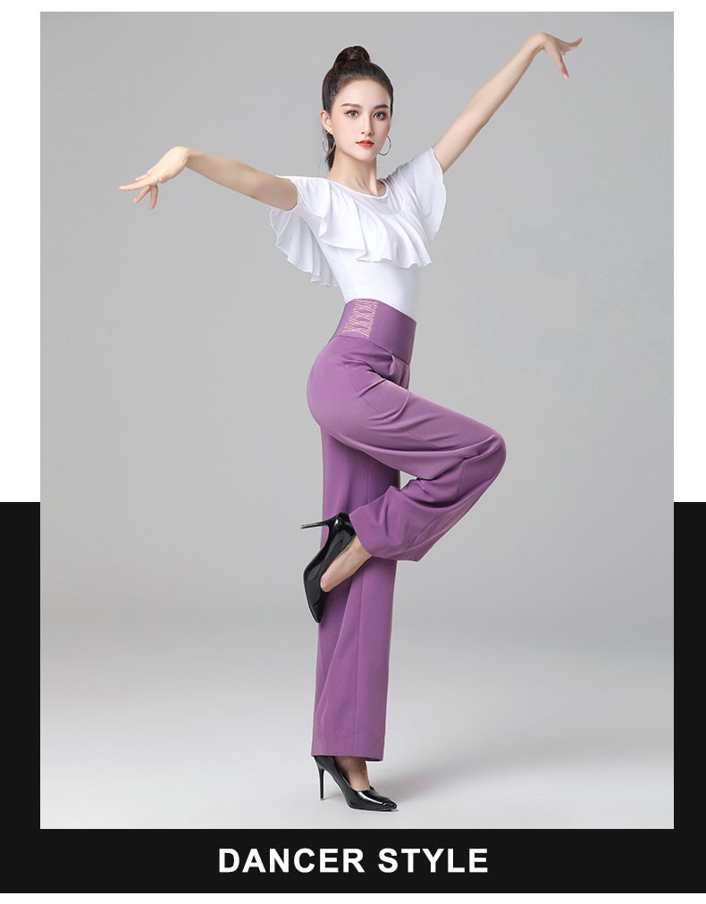 华尔兹上衣荷叶边舞衣蓝色短袖跳舞衣服摩登舞练功服交谊舞女冰丝网纱