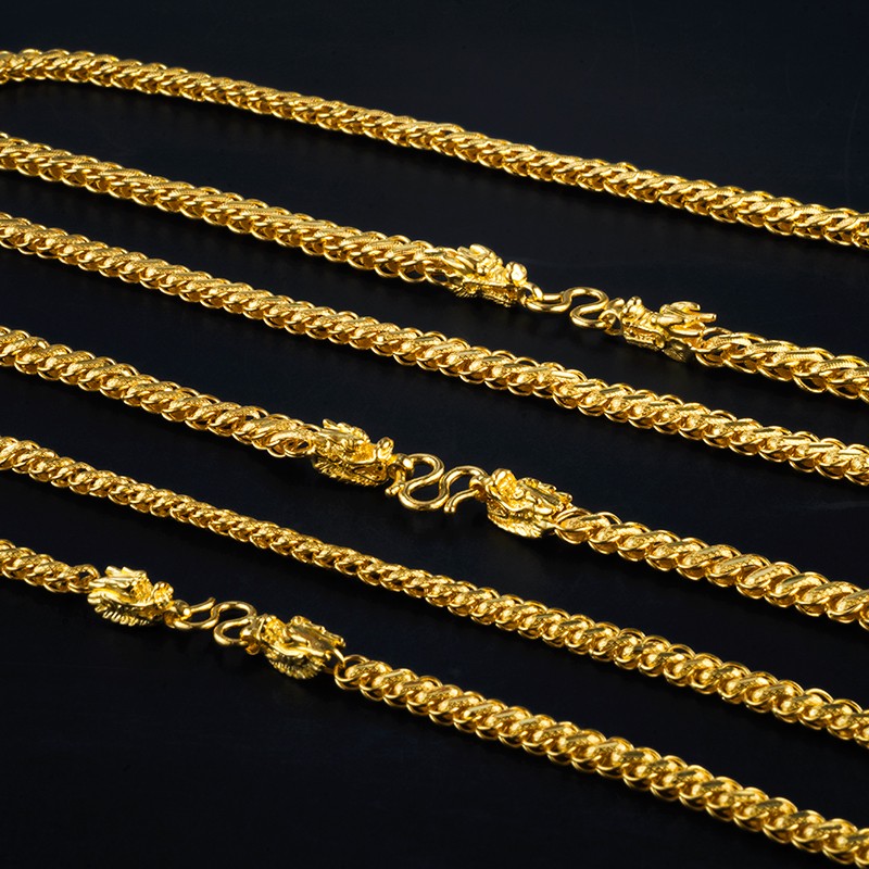 金鹏鑫珠宝黄金项链男款足金999金项链双龙头链泰国老板链霸气纯金素