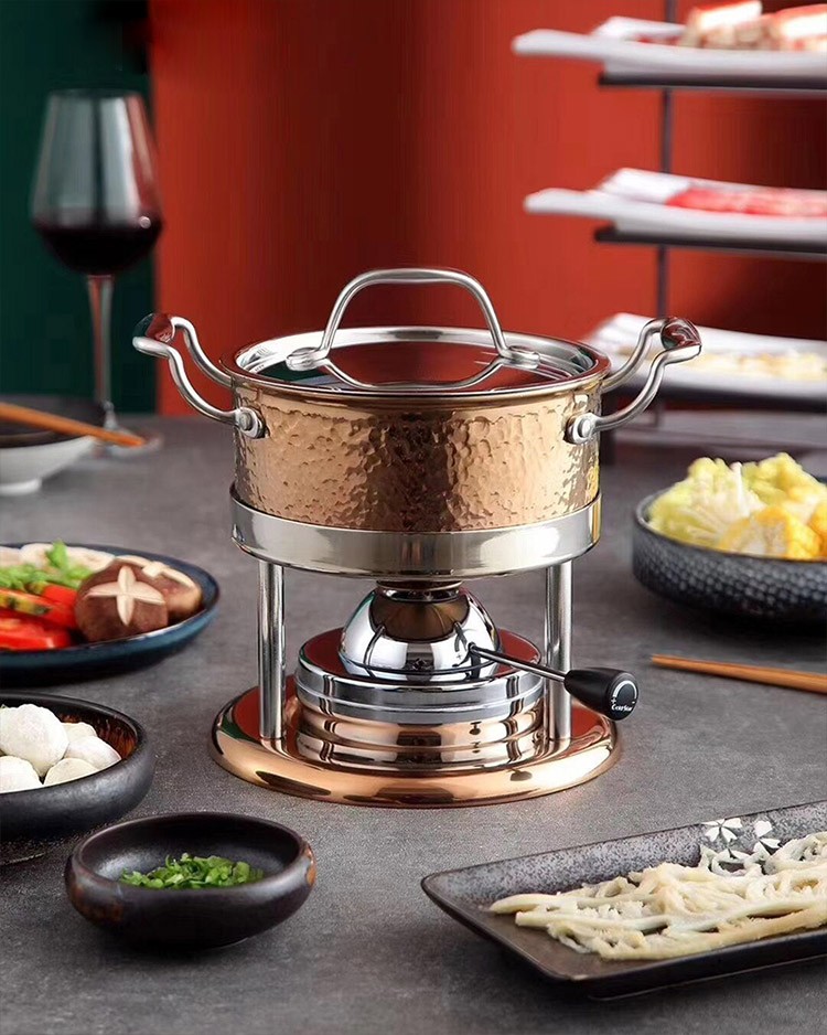 虎神304不锈钢单人火锅锅具瓦斯炉火锅炉燃气一人一锅小火锅家庭会所