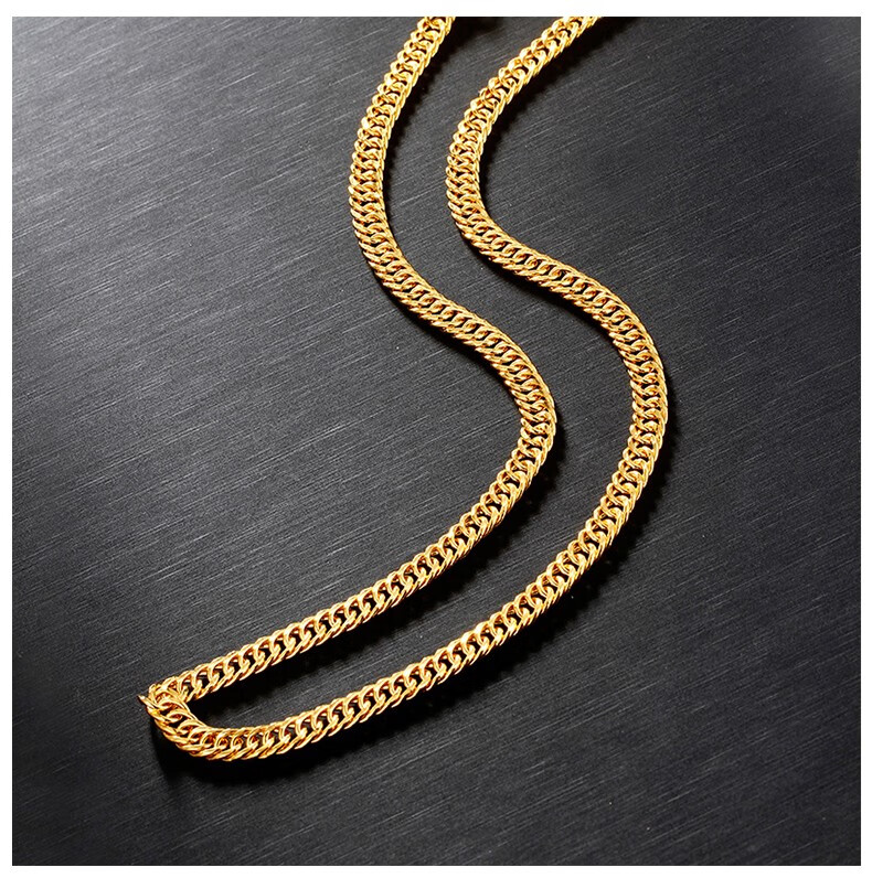 zsk珠宝钻石快线黄金男士项链足金999男款金项链牛仔马鞍链男款金链子