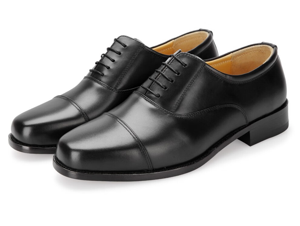 3513巡洋舰真皮三接头皮鞋男士商务正装松紧将军皮鞋礼盒 黑色101系带