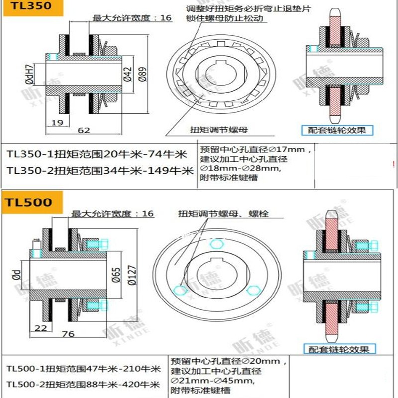 tl型摩擦式扭力扭矩限制器安全离合器过载保护器力矩限制器tl1016轴